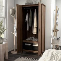 Andreasson Wardrobe Closet Distressed Walnut - HOMES: Inside + Out -Baxton Studio Store GUEST e9acbf75 7be1 4c2d bac9 bc14aacdf153