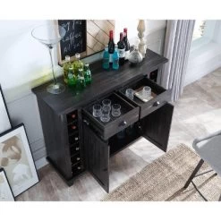 Home Source Bar Cabinet Bookshelf With Glass Doors In Chocolate Finish -Baxton Studio Store GUEST ea3740d8 48dc 4fae a9b3 1b9233bc91a6