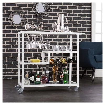 Southern Enterprises Zephs Bar Cart White/Smoky Gray - Holly & Martin 3 Southern Enterprises Zephs Bar Cart White/Smoky Gray - Holly & Martin