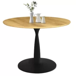 Harrison 35'' Wood Grain Finish Round Top With Metal Base Round Pedestal Dining Table-The Pop Maison