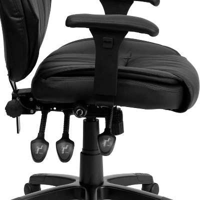 Emma And Oliver High Back Black LeatherSoft Multifunction Ergonomic Office Chair, Lumbar Knob 7 Emma And Oliver High Back Black LeatherSoft Multifunction Ergonomic Office Chair, Lumbar Knob - Image 5