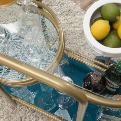 Coral Cape Bar Cart With Metal And Glass Satin Gold - Sauder 8 Coral Cape Bar Cart With Metal And Glass Satin Gold - Sauder - Image 6