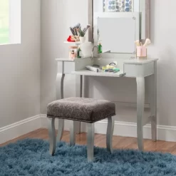 Harper Vanity Set Silver - Linon 27 Harper Vanity Set Silver - Linon -Baxton Studio Store GUEST eca3b13b 96fc 4100 88c2 861a59903d91