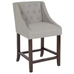 Flash Furniture Carmel Series 24" High Transitional Tufted Walnut Counter Height Stool With Accent Nail Trim -Baxton Studio Store GUEST ed5e3489 d044 483c abf5 b6f0b4bc7fb9