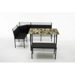 3pc Gareth Breakfast Nook Dining Set Black - Boraam