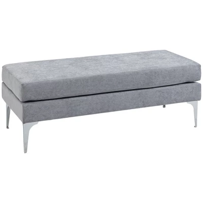 HOMCOM 47.75 Inches End Of Bed Bench, Upholstered Entryway Bench With Double Layer Seat Cushions And Steel Legs, Bedroom Bench 9 HOMCOM 47.75 Inches End Of Bed Bench, Upholstered Entryway Bench With Double Layer Seat Cushions And Steel Legs, Bedroom Bench - Image 7