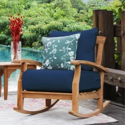 Caterina Teak Patio Rocking Chair With Cushion - Cambridge Casual -Baxton Studio Store GUEST ef08dee8 0677 4fe6 888b f727c15a8772