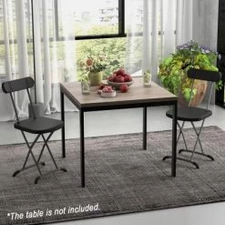 Costway 2-Pack Folding Chair With Metal Curved Feet Wide Seat & Ergonomic Backrest Black/White