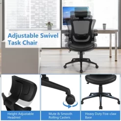 Costway Mesh Back Adjustable Swivel Office Chair W/ Flip Up Arms Leather Seat 19 Costway Mesh Back Adjustable Swivel Office Chair W/ Flip Up Arms Leather Seat -Baxton Studio Store GUEST efb67198 60f3 4dcb 81fc ab40042f41cc