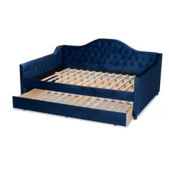 Perry Velvet Daybed With Trundle - Baxton Studio -Baxton Studio Store GUEST f0046f34 7f53 4872 ba75 ef2bd5e2ed80