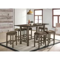 7pc Entera Extendable Counter Height Dining Table Set Dark Walnut/Chestnut/Brown - HOMES: Inside + Out