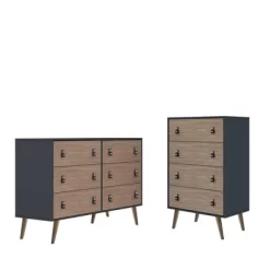 Set Of 2 Amber 6 Drawer Double Wide Dresser And 4 Tall Drawer Dresser - Manhattan Comfort -Baxton Studio Store GUEST f0851f5c 1a4d 40fb a0fd 44d7d9ca4d33