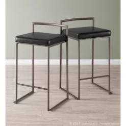 Set Of 2 26" Fuji Contemporary Stackable Counter Height Barstools Antique With Cushion 20 Set Of 2 26" Fuji Contemporary Stackable Counter Height Barstools Antique With Cushion -Baxton Studio Store GUEST f098cda1 26c9 4825 9623 598d34c1aac6