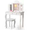 Costway Kid Vanity Table Set With Tri-folding Mirror 2-in-1 Makeup Dressing Table Stool Set -Baxton Studio Store GUEST f1fa54ee 3fc2 4c86 84e5 655427d802b0