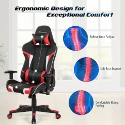 Costway Gaming Desk & Chair Set Z-Shaped Racing Style Desk With Massage Swivel Gaming Chair -Baxton Studio Store GUEST f21af6ce 0990 4de5 81e0 9819c036bc60