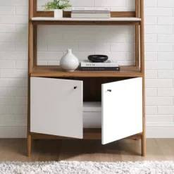 71" Bixby Bookshelf Display White/Walnut - Modway -Baxton Studio Store GUEST f2277efd 3508 46de 8249 a4bc12f72576
