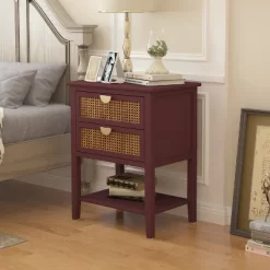Archie Ash Wood Veneer 2 Drawer And Pine Legs Nightstand With Storage - The Pop Maison -Baxton Studio Store GUEST f2ebe82d e596 4b47 b960 92e50b48a697