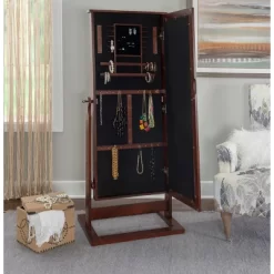 Chiara Cheval Mirror/Jewelry Wardrobe Walnut - Powell Company -Baxton Studio Store GUEST f303dd2e 82cc 444c 8cea 8432946c2733