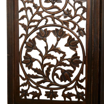 Traditional Wood Irregular Room Divider Screen Brown - Olivia & May 8 Traditional Wood Irregular Room Divider Screen Brown - Olivia & May - Image 6
