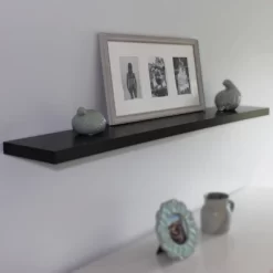 60" Slim Floating Shelf Wall Mounted Hidden Brackets Black - Inplace 7 60" Slim Floating Shelf Wall Mounted Hidden Brackets Black - Inplace -Baxton Studio Store GUEST f447de1d 53a3 4126 b928 526b793365f5