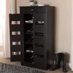 Acadia Modern And Contemporary Finished Shoe Cabinet Dark Brown - Baxton Studio -Baxton Studio Store GUEST f4a2db63 ed67 4269 b678 d09e64f2f3a5
