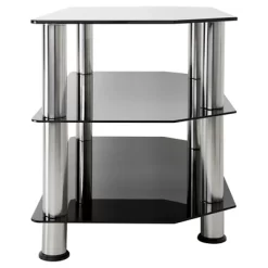 Glass Shelves TV Stand For TVs Up To 37" - Silver/Black