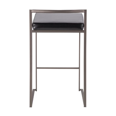 Set Of 2 26" Fuji Contemporary Stackable Counter Height Barstools Antique With Cushion 6 Set Of 2 26" Fuji Contemporary Stackable Counter Height Barstools Antique With Cushion - Image 4