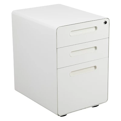 Flash Furniture Work From Home Kit - White Adjustable Computer Desk, LeatherSoft Office Chair And Inset Handle Locking Mobile Filing Cabinet 10 Flash Furniture Work From Home Kit - White Adjustable Computer Desk, LeatherSoft Office Chair And Inset Handle Locking Mobile Filing Cabinet - Image 8