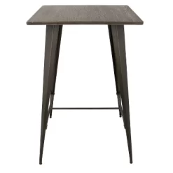 41" Oregon Industrial Bar Height Pub Table Antique Metal With Espresso Wood Top - LumiSource
