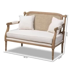 Clemence Upholstered Whitewashed Wood Sofa Loveseat Ivory/Oak - Baxton Studio 13 Clemence Upholstered Whitewashed Wood Sofa Loveseat Ivory/Oak - Baxton Studio -Baxton Studio Store GUEST f579c495 9777 491f 9c22 e470e3284691