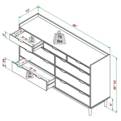 Mid-Century Modern Solid Wood 9 Drawer Horizontal Dresser - Saracina Home -Baxton Studio Store GUEST f5f0f1ab b228 4bb6 8748 20f45ddb371e