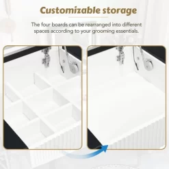 43.3" Modern Vanity Table Set With Flip-Up Mirror, LED Lights And Storage - ModernLuxe -Baxton Studio Store GUEST f6cd4564 622d 489c 80e9 7715f011a192