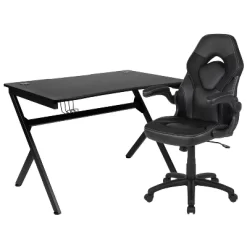 Flash Furniture Gaming Desk And Racing Chair Set With Cup Holder, Headphone Hook & 2 Wire Management Holes -Baxton Studio Store GUEST f702ca34 7b2e 488d 91a4 37953ccf79a0