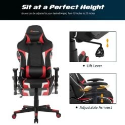 Costway Gaming Desk & Chair Set Z-Shaped Racing Style Desk With Massage Swivel Gaming Chair -Baxton Studio Store GUEST f7a3c932 f98c 437d bd10 0920e7322a4c