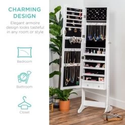 Best Choice Products 6-Tier Standing Mirror Lockable Storage Organizer Cabinet Armoire W/ Velvet Interior -Baxton Studio Store GUEST f818e215 067f 4a3a 8488 d36fe696f64c