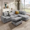 108" Reversible L-Shape Sectional Sofa Couch With Storage Ottoman-ModernLuxe -Baxton Studio Store GUEST f8aa75d1 b56f 4658 8399 800b638561cd