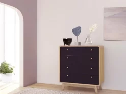 RealRooms Leva Scandinavian 4 Drawer Dresser