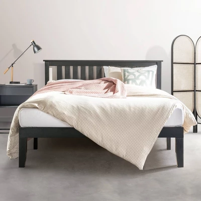 14" Marley Solid Wood Platform Bed With Paneled Headboard Black - Mellow 3 14" Marley Solid Wood Platform Bed With Paneled Headboard Black - Mellow