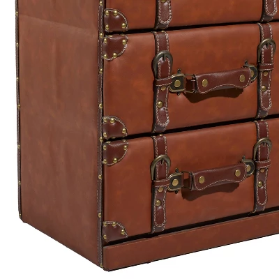 Traditional Faux Leather 6 Drawer Chest Camel Brown - Olivia & May 6 Traditional Faux Leather 6 Drawer Chest Camel Brown - Olivia & May - Image 4