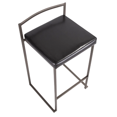 Set Of 2 26" Fuji Contemporary Stackable Counter Height Barstools Antique With Cushion 8 Set Of 2 26" Fuji Contemporary Stackable Counter Height Barstools Antique With Cushion - Image 6