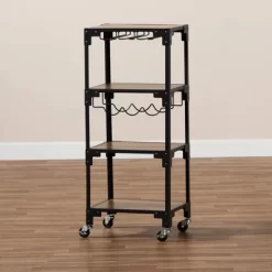4 Tier Victor Wood And Metal Mobile Wine Cart Walnut/Black - Baxton Studio 13 4 Tier Victor Wood And Metal Mobile Wine Cart Walnut/Black - Baxton Studio -Baxton Studio Store GUEST fb3eb412 47ce 4379 93e6 a11217273b8b
