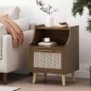 Boyes Contemporary End Table With Hutch Walnut/Natural/Antique Gold - Christopher Knight Home -Baxton Studio Store GUEST fb65e3aa 8443 463c bc09 e468473853ae