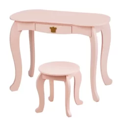 Costway Kids Makeup Dressing Table Chair Set Princess Vanity & Tri-folding Mirror -Baxton Studio Store GUEST fcd88823 85c6 4948 b01a 1b53f3e98c60