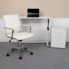 Flash Furniture Work From Home Kit - White Adjustable Computer Desk, LeatherSoft Office Chair And Inset Handle Locking Mobile Filing Cabinet