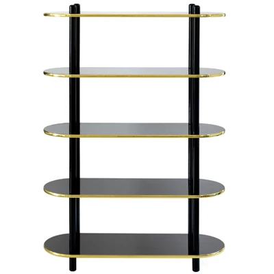 Fabulaxe 5 Tier Open Bookshelf, Contemporary Classic Modern Style Free Standing Display Rack Unit For Collections,59" Height Etagere Bookcase 5 Fabulaxe 5 Tier Open Bookshelf, Contemporary Classic Modern Style Free Standing Display Rack Unit For Collections,59" Height Etagere Bookcase - Image 3